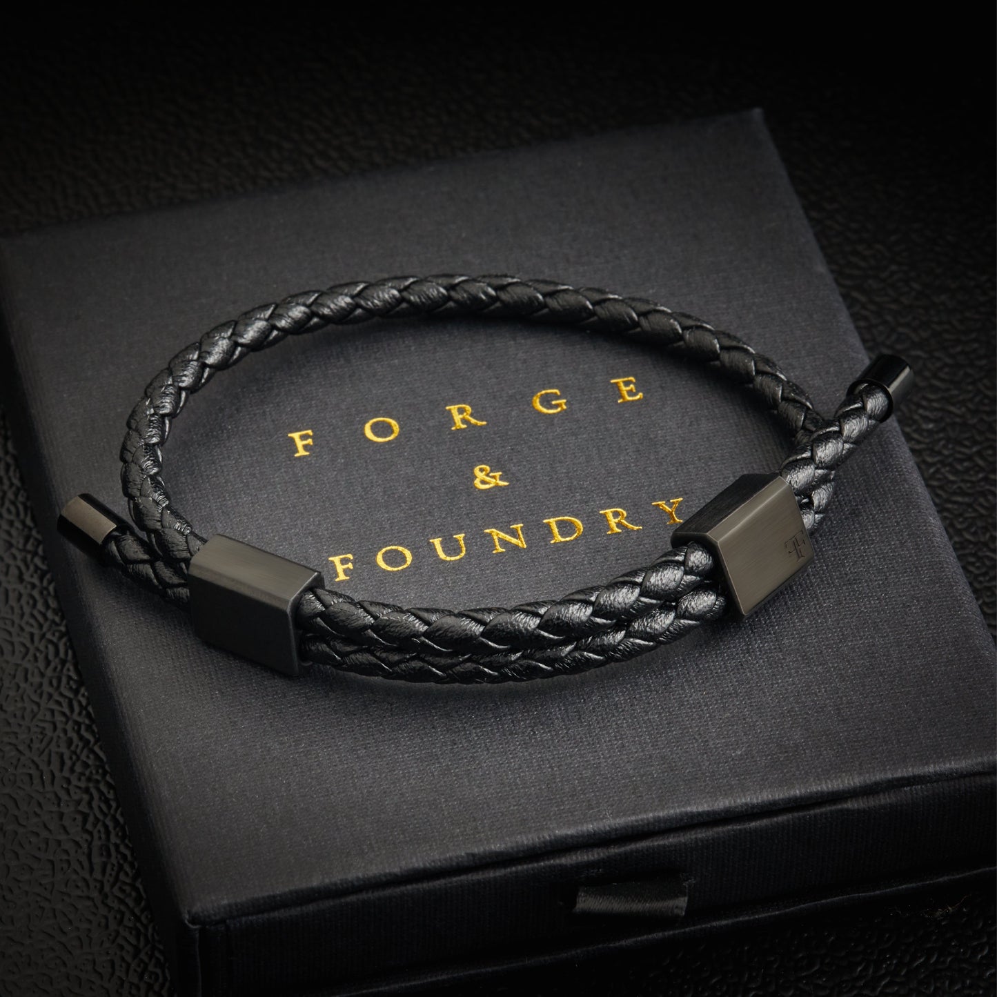 mens black adjustable leather bracelet