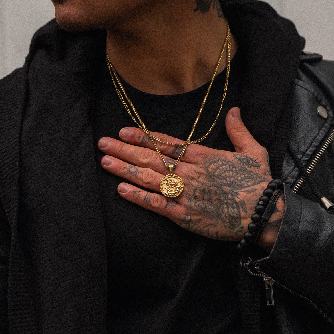 Mens gold saint Michael pendant