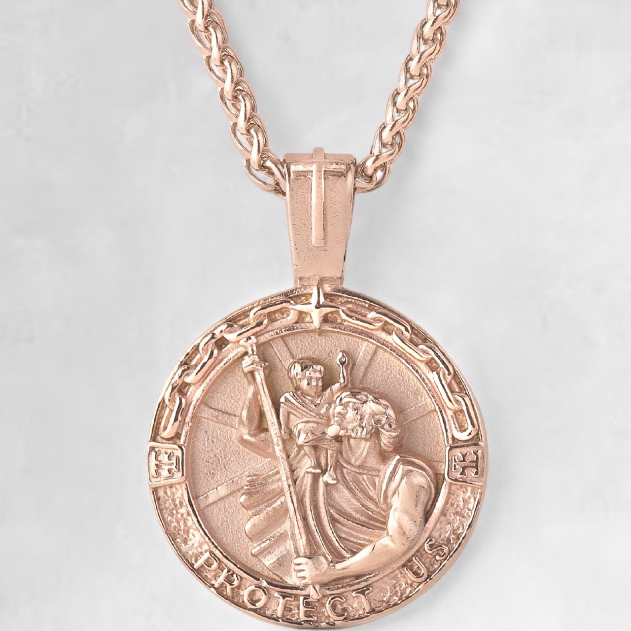 Men's saint Christopher rose gold pendant