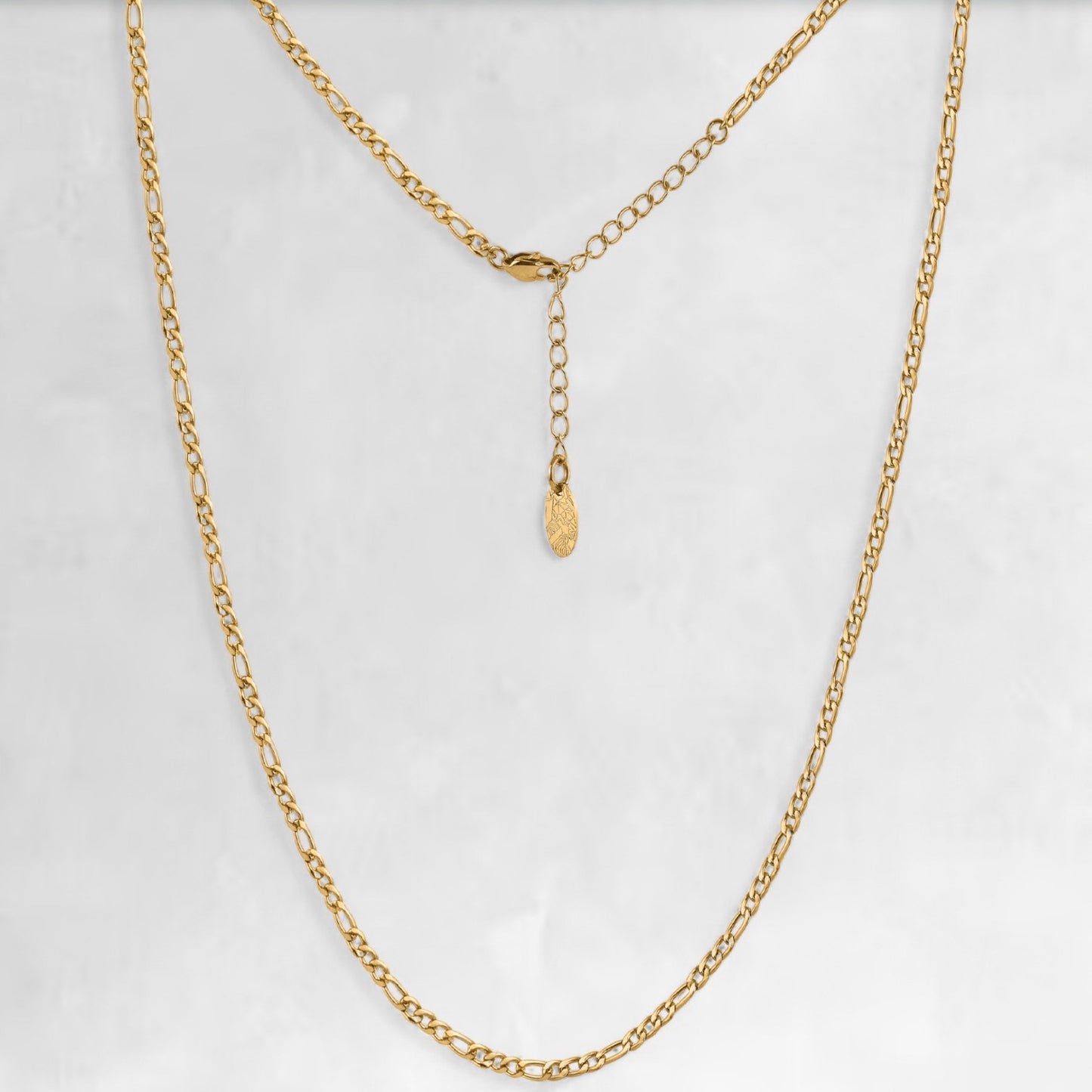 Men's gold figaro layering chain necklace