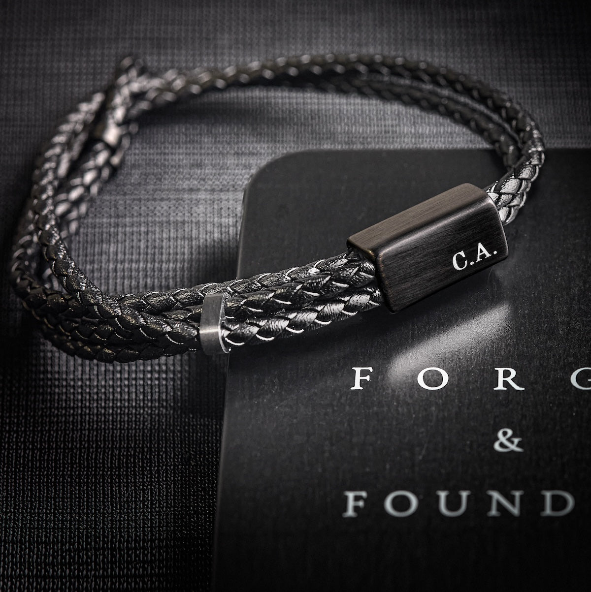Black Woven Leather Adjustable Bracelet | Men's Designer Jewelry