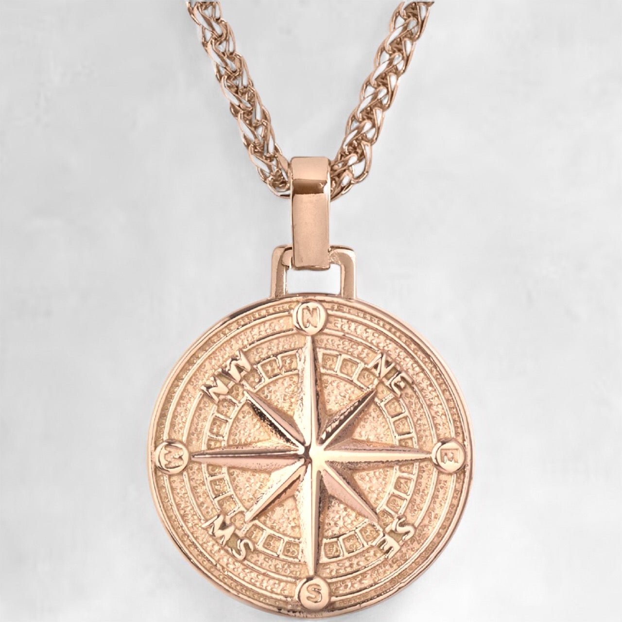 Mens Rose-Gold Compass Pendant – Forge & Foundry