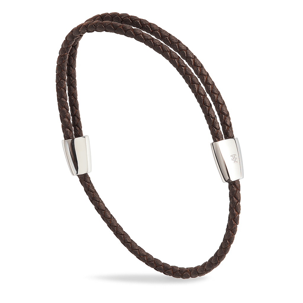 Men's adjustable twisted leather bracelet - Trinity by Forge & Foundry, view 6