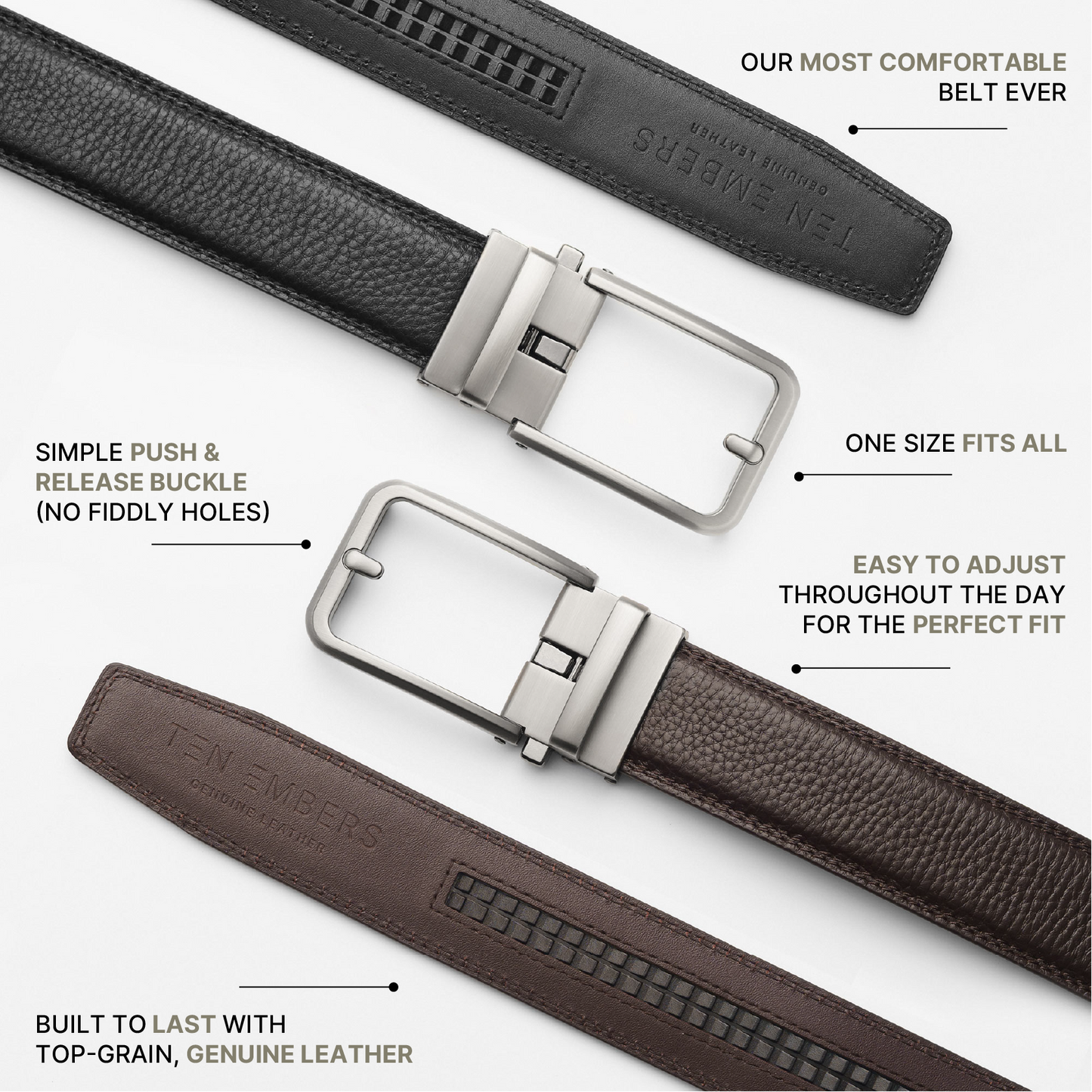 FORGE & FOUNDRY × TEN EMBERS - THE BLACK LEATHER RATCHET BELT