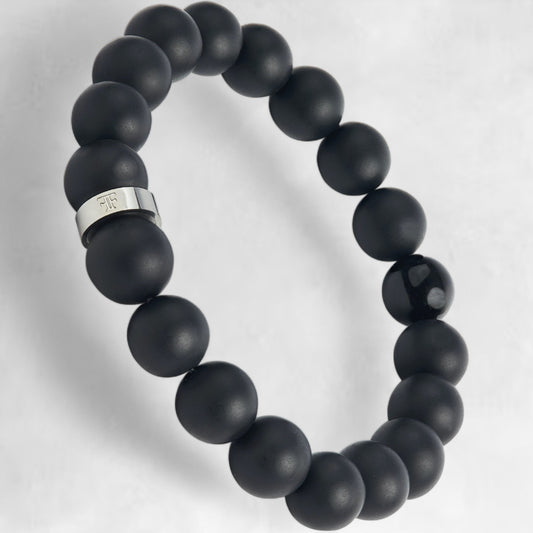 Men's 10mm black onyx beaded bracelet