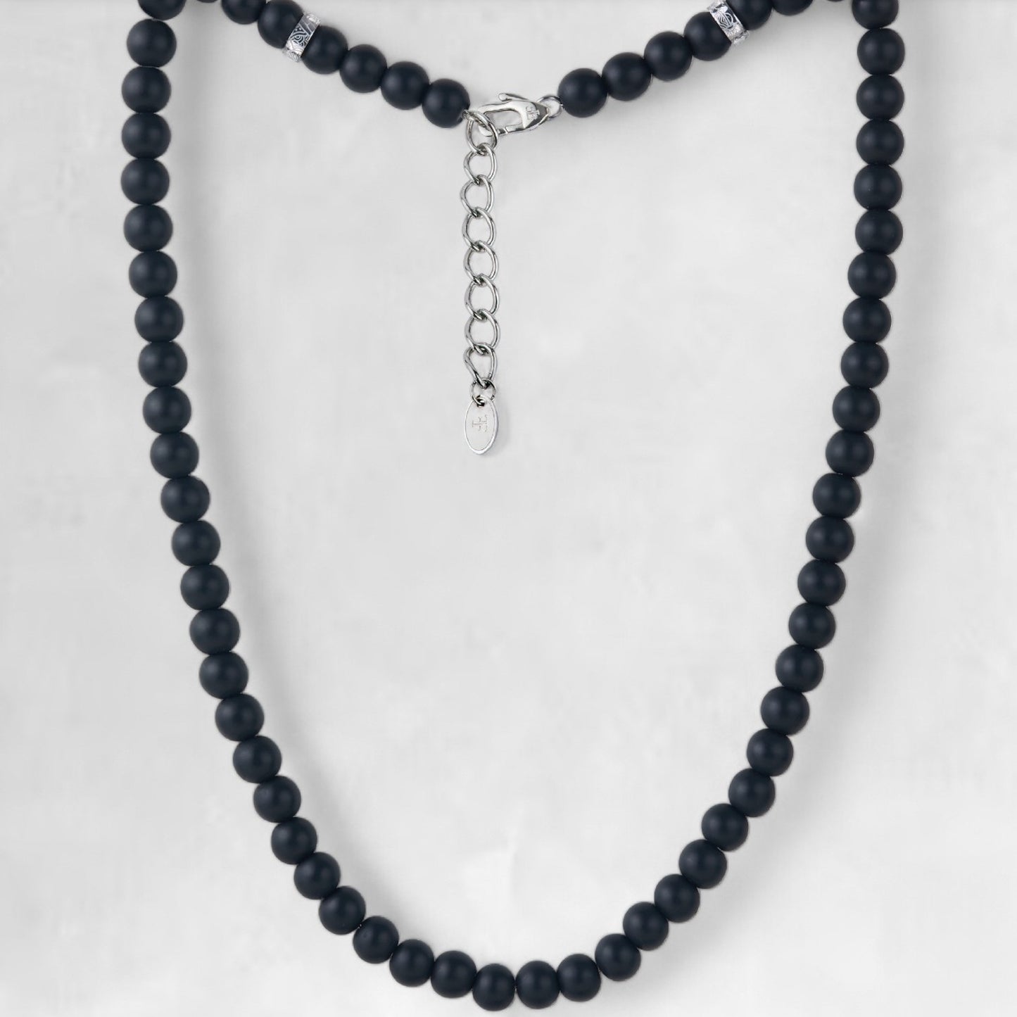 Men's black onyx 8mm bead necklace