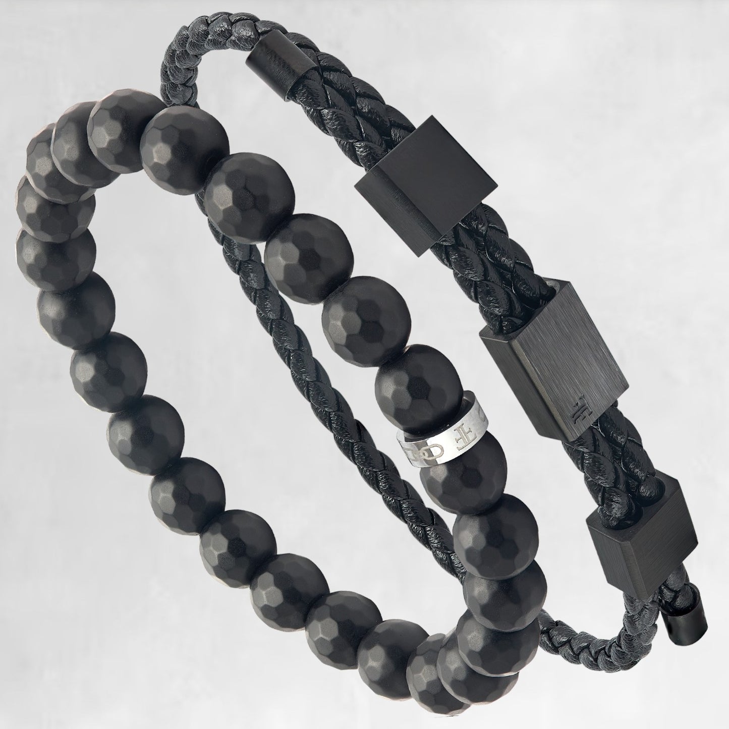 Men's leather and bead bracelet bundle