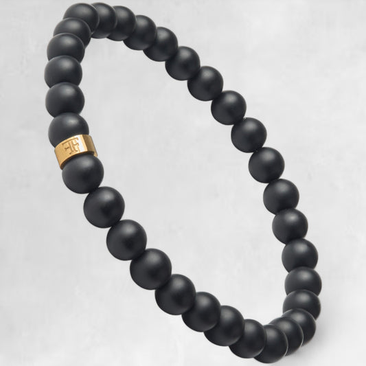 Men's 6mm black onyx beaded bracelet