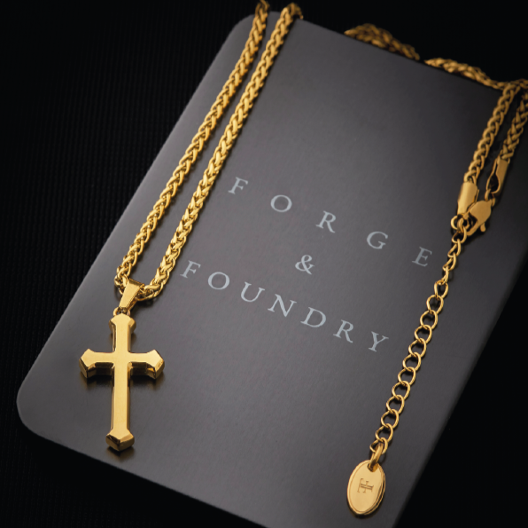 Men's 18k gold-plated cross pendant necklace