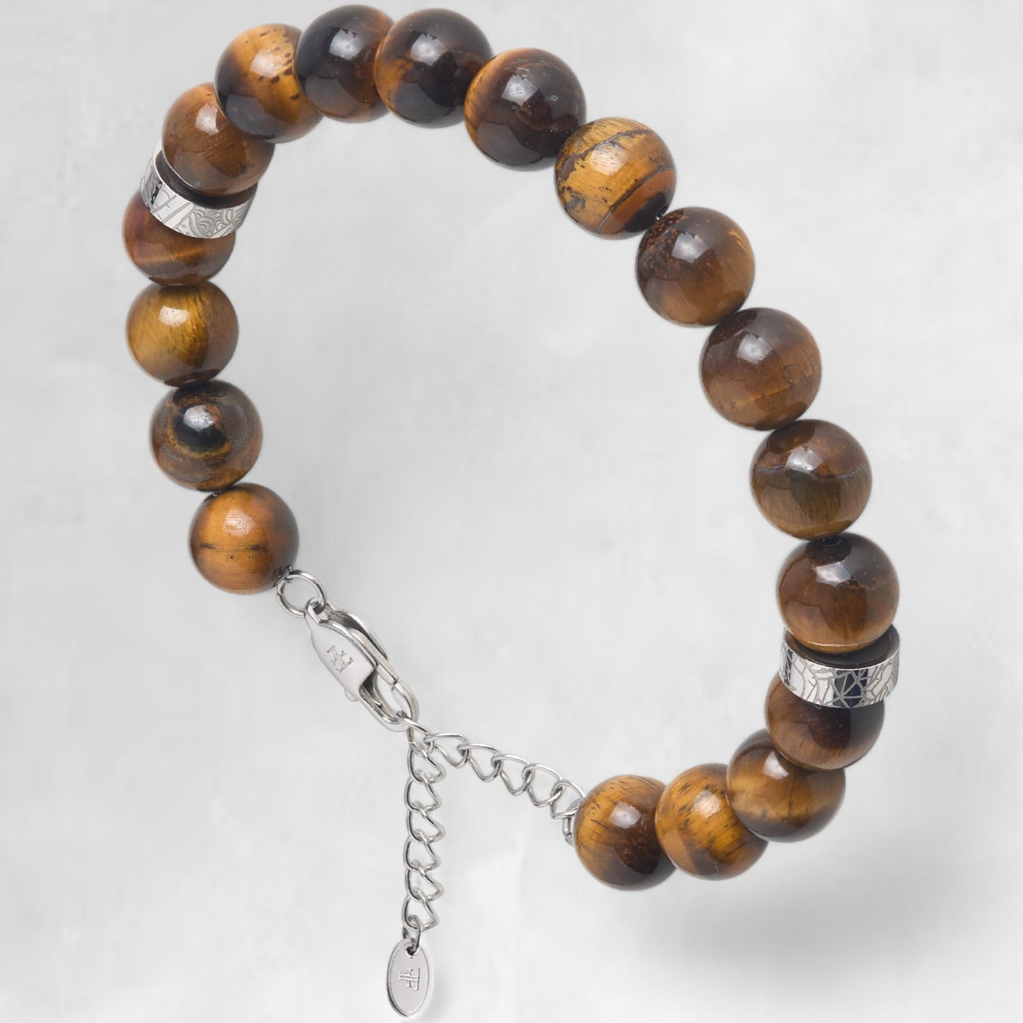 Men's 10mm tigers eye adjustable bead bracelet