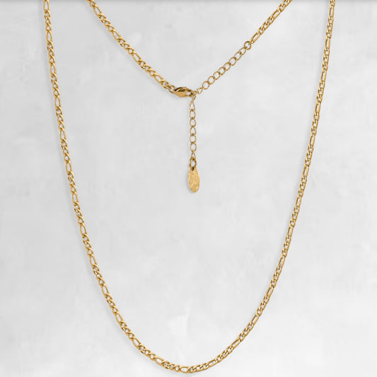 Men's gold figaro layering chain necklace