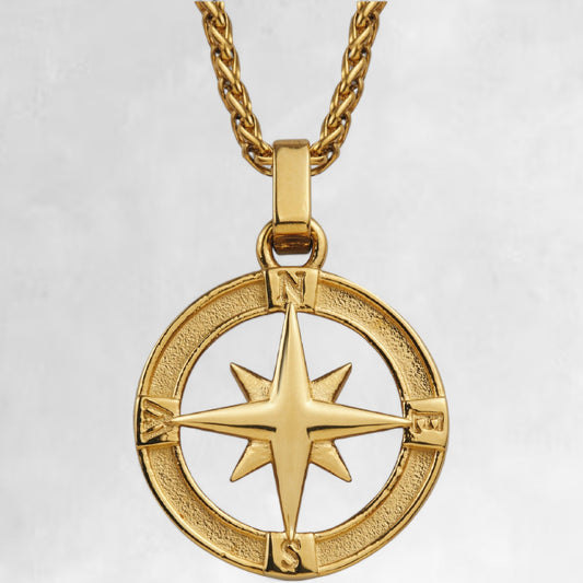 Men's gold North Star pendant necklace