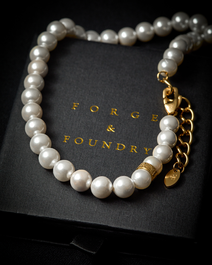 8mm Shell Pearl Necklace "FORTIER" - Gold