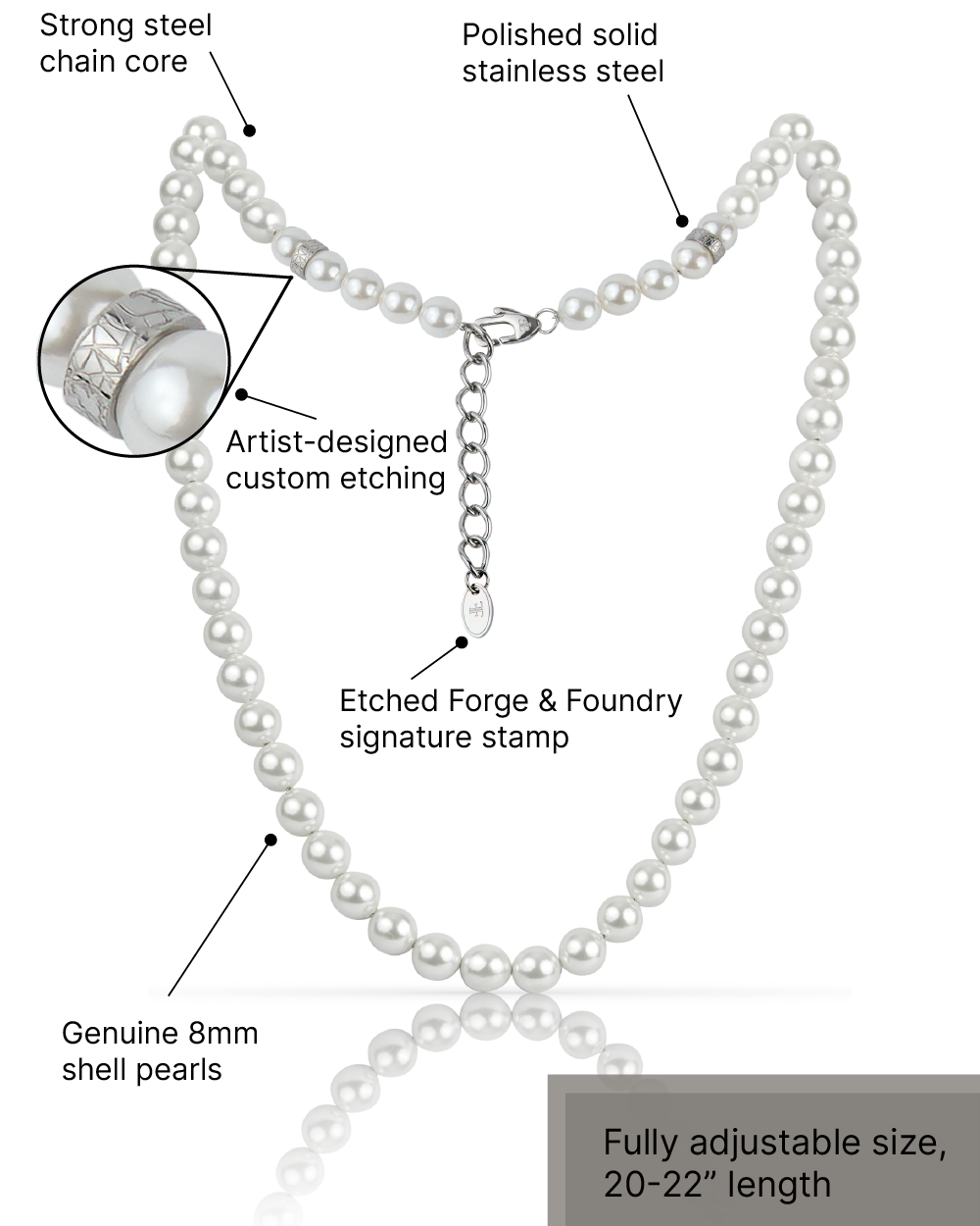 FORTIER [8MM PEARL NECKLACE - SILVER]