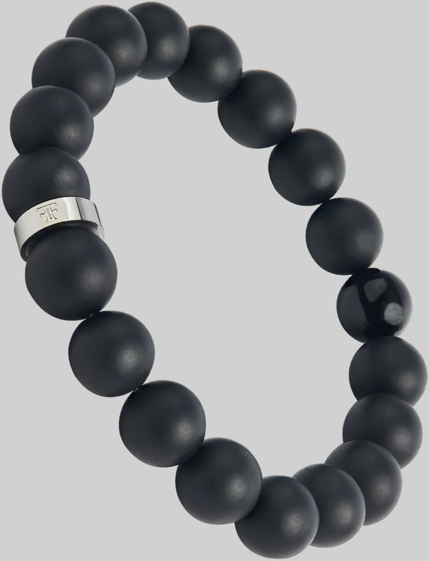 10mm Onyx Bead Bracelet "ANDALUS" - Silver