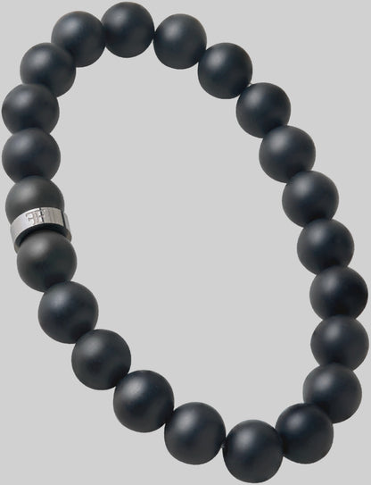 8mm Onyx Bead Bracelet "ANDALUS" - Silver