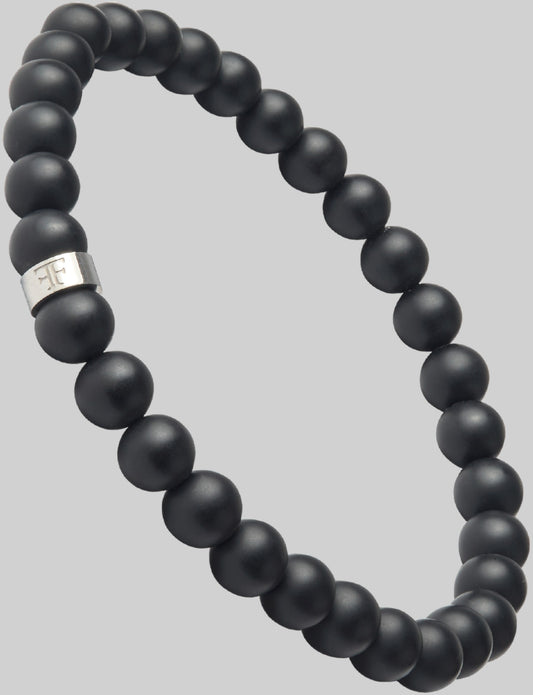 6mm Onyx Bead Bracelet "ANDALUS" - Silver