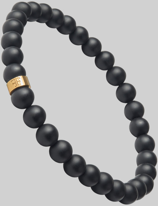 6mm Onyx Bead Bracelet "ANDALUS" - Gold