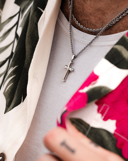 Silver Cross Pendant and Layering Chain Collection