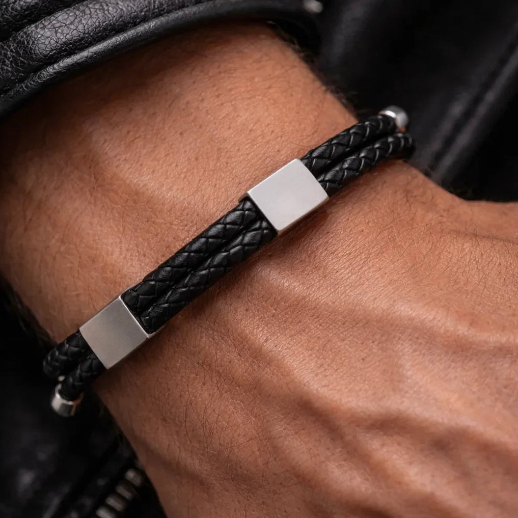 DRAPERS [TWISTED LEATHER - SILVER - PERSONALIZED]