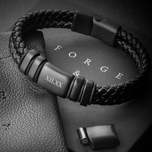 NAVARRO [DOUBLE LEATHER - BLACK - PERSONALIZED]