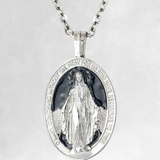 CELESTINE [ ST MARY - OVAL ENAMEL SILVER ]