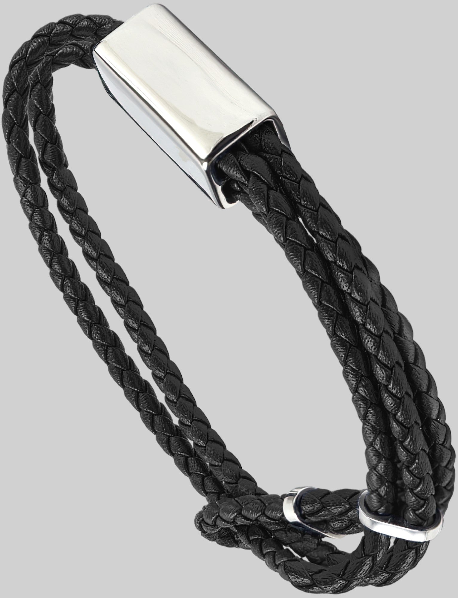 Mens Bracelet Black Multi-Leather with Black Steel and extender – Martin &  MacArthur