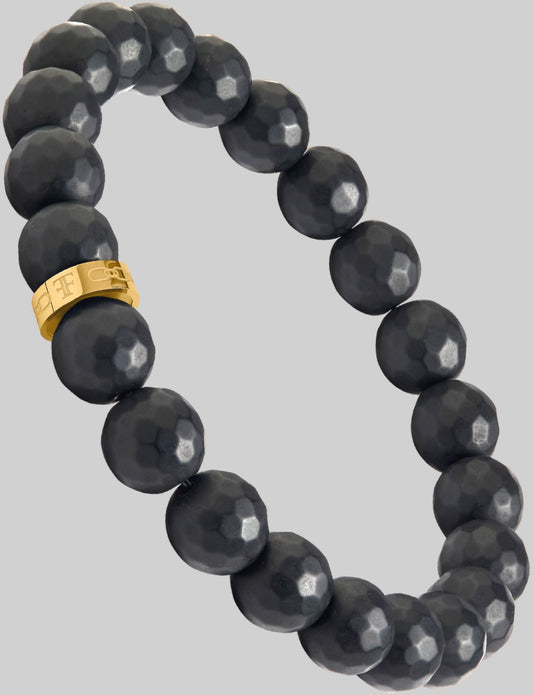 10mm Faceted Bead Bracelet "PINDAR" - Gold
