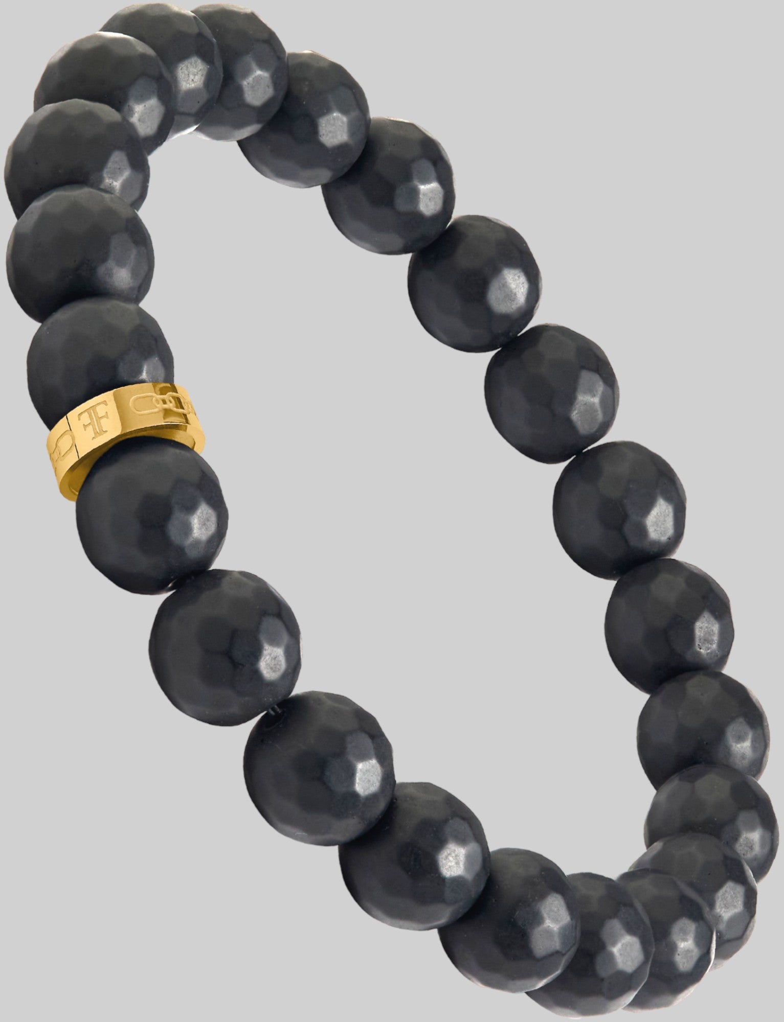 Men's Black Onyx Stone Bracelet with Gold - Main image