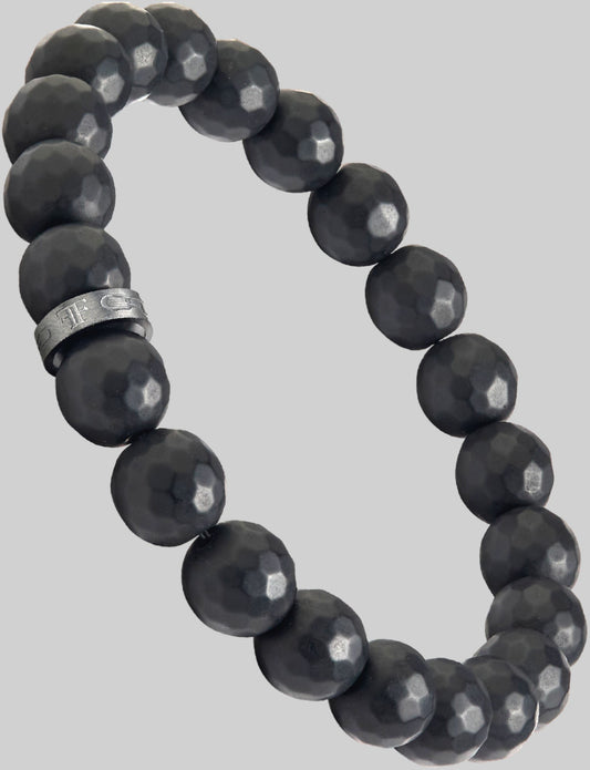10mm Faceted Bead Bracelet "PINDAR" - Black
