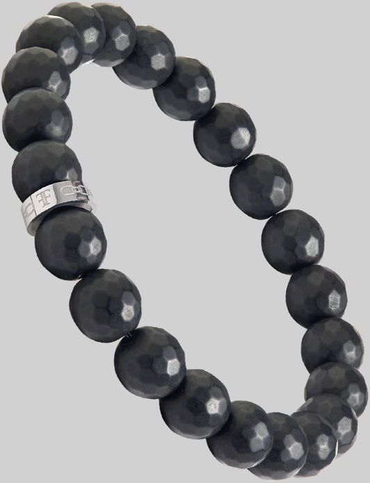 Men's Black Onyx Stone Bracelet with silver bead - main image 