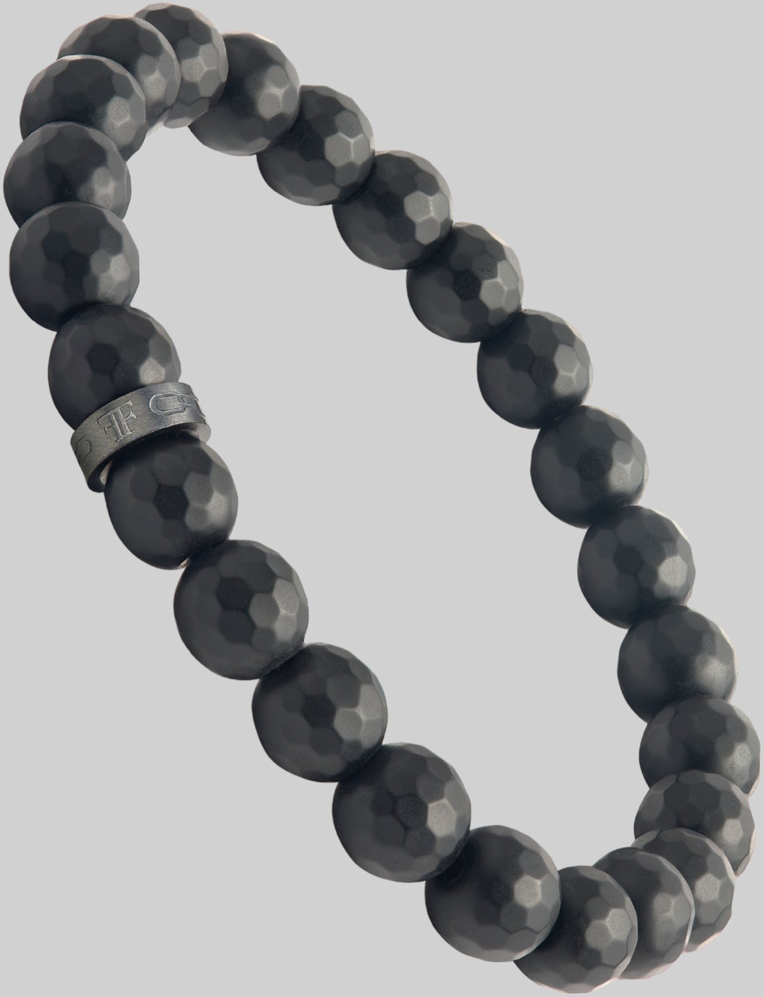 mens black faceted onyx bead stone bracelet