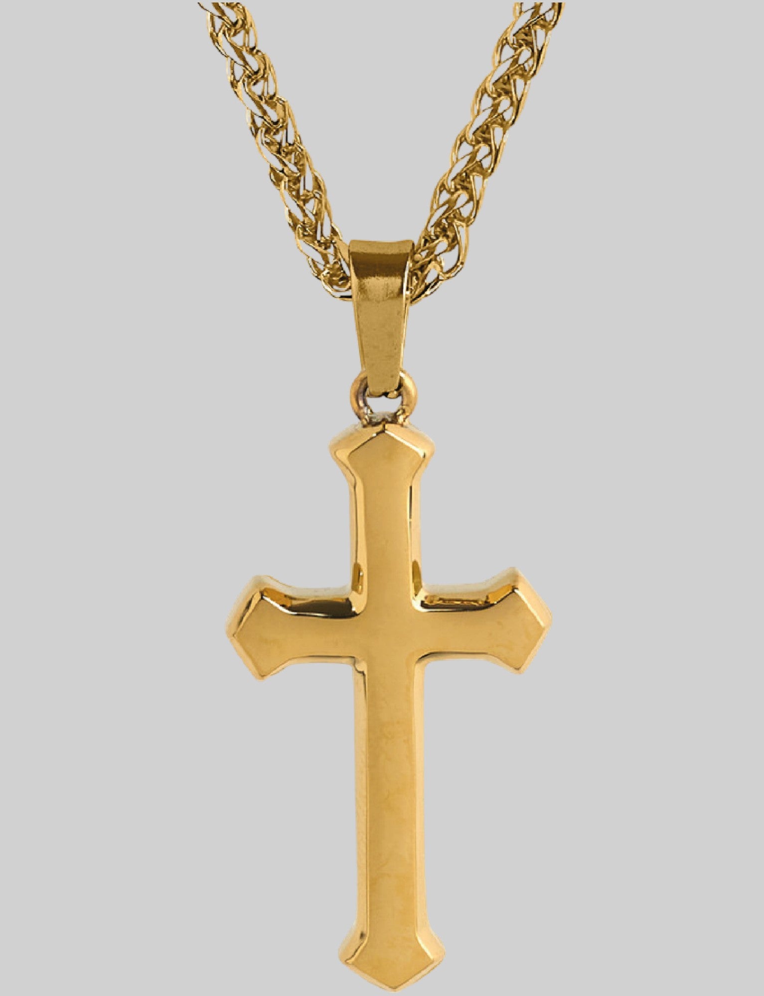 Mens gold palted simple cross pendant simplistic design