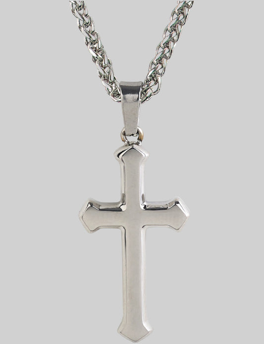 men's stainless steel minimalist cross pendant