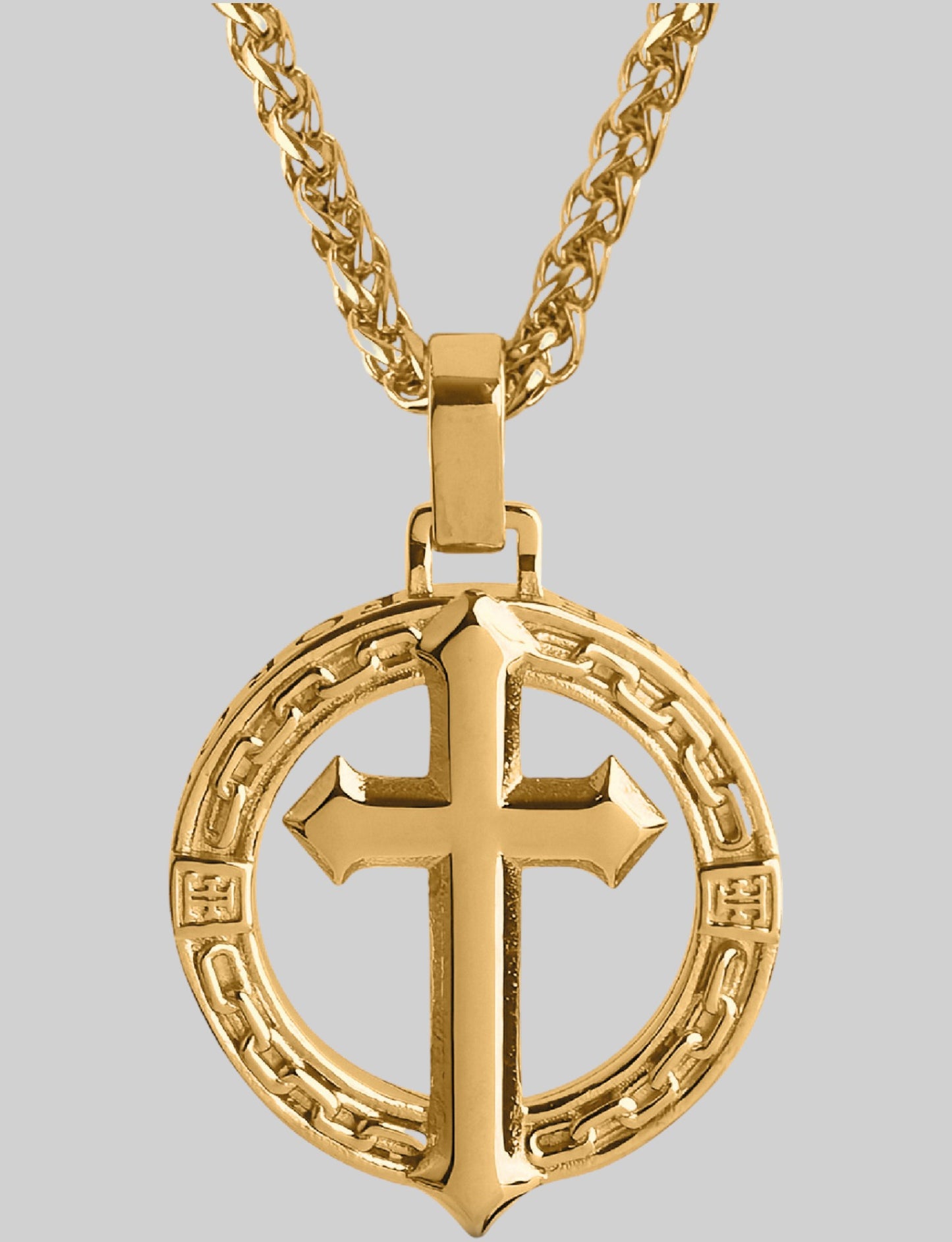 Mens gold plated cross pendant