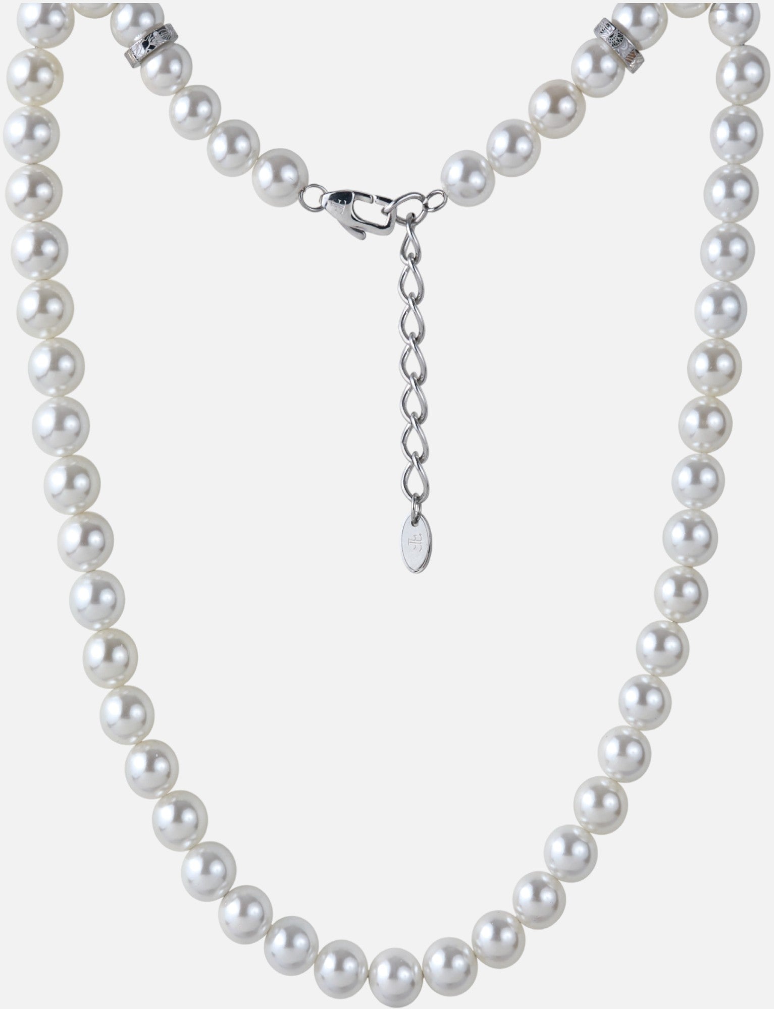 Mens shell pearl necklace with silver clasp