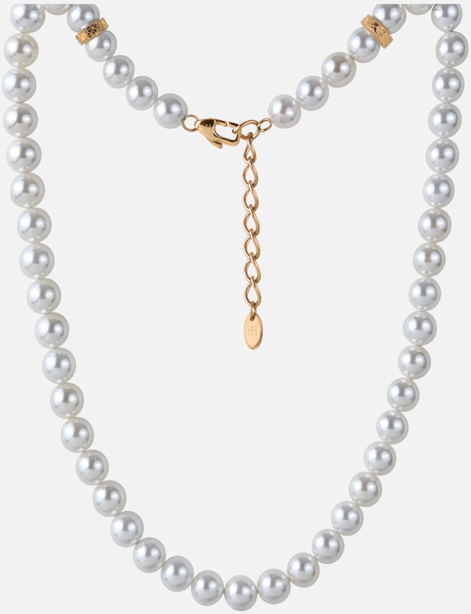 Mens shell pearl necklace with gold clasp