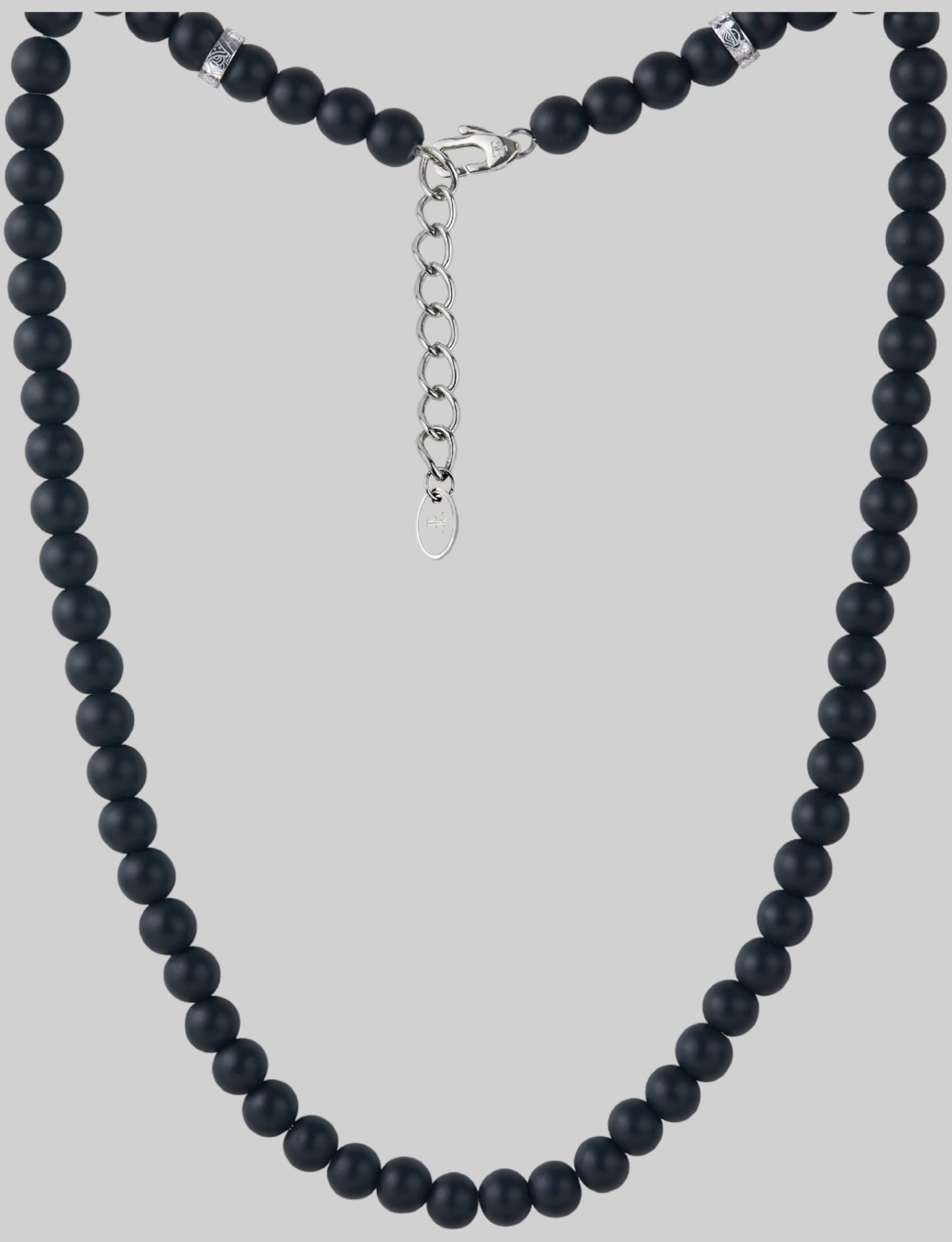 8mm Onyx Bead Necklace "FORTIER"