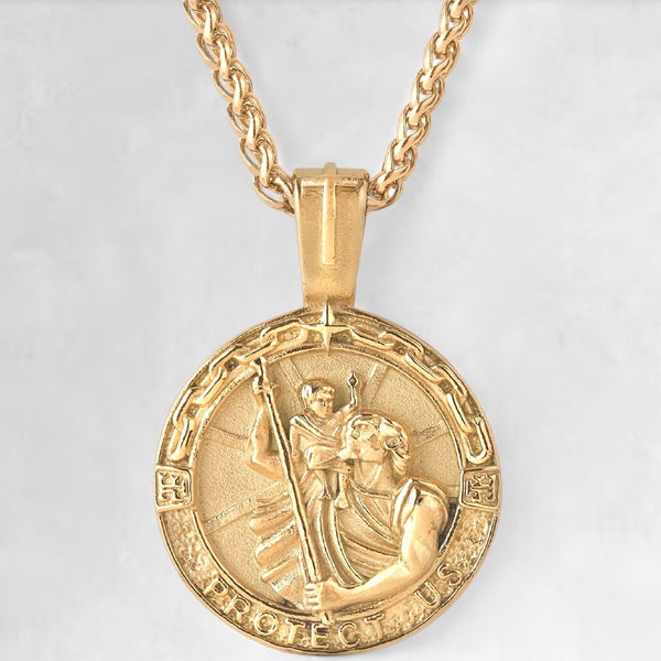 18k gold st christopher gold necklace mens