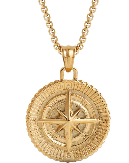 18K Gold Compass Pendant and Layering Chain Collection