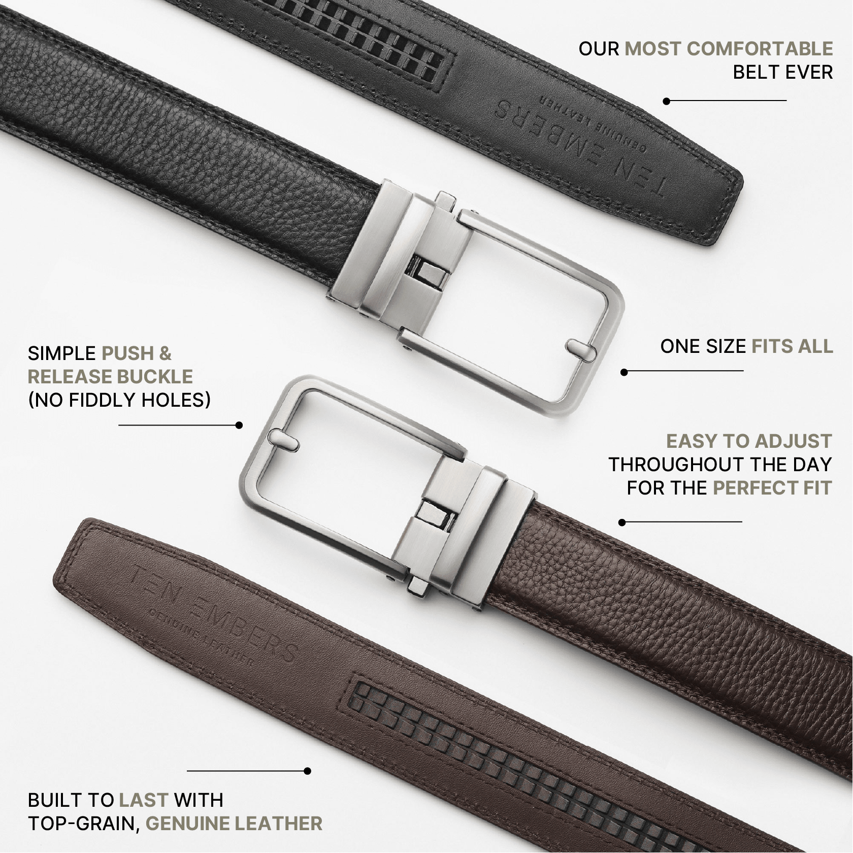 FORGE & FOUNDRY × TEN EMBERS - THE BLACK LEATHER RATCHET BELT - Forge & FoundryLeatherForge & Foundry