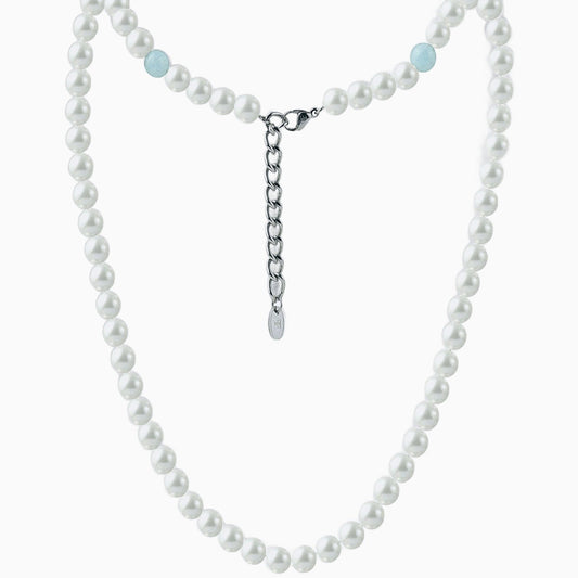FORTIER [8MM PEARL NECKLACE - AQUAMARINE] - Forge & FoundryPearlForge & Foundry