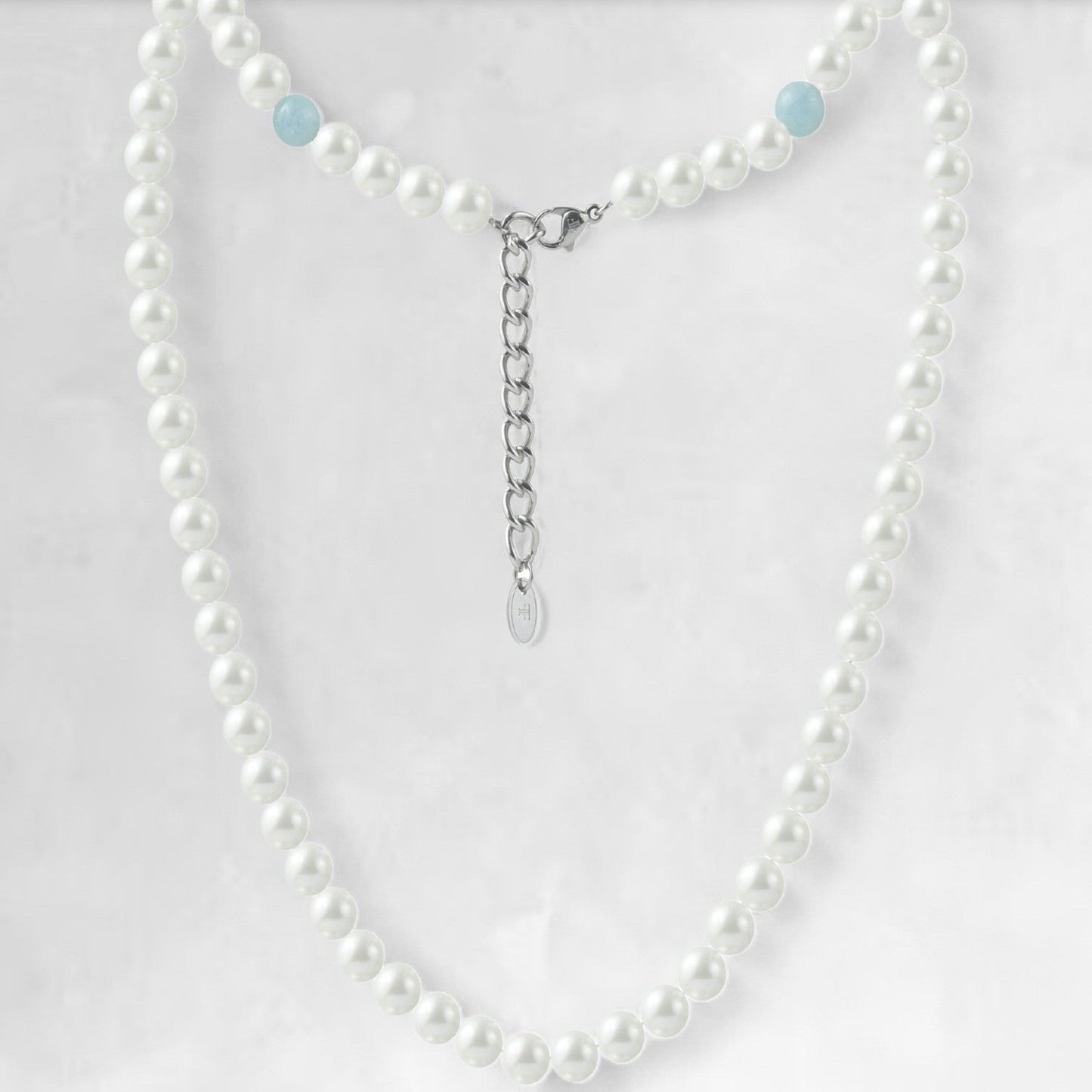 FORTIER [8MM PEARL NECKLACE - AQUAMARINE] - Forge & FoundryPearlForge & Foundry