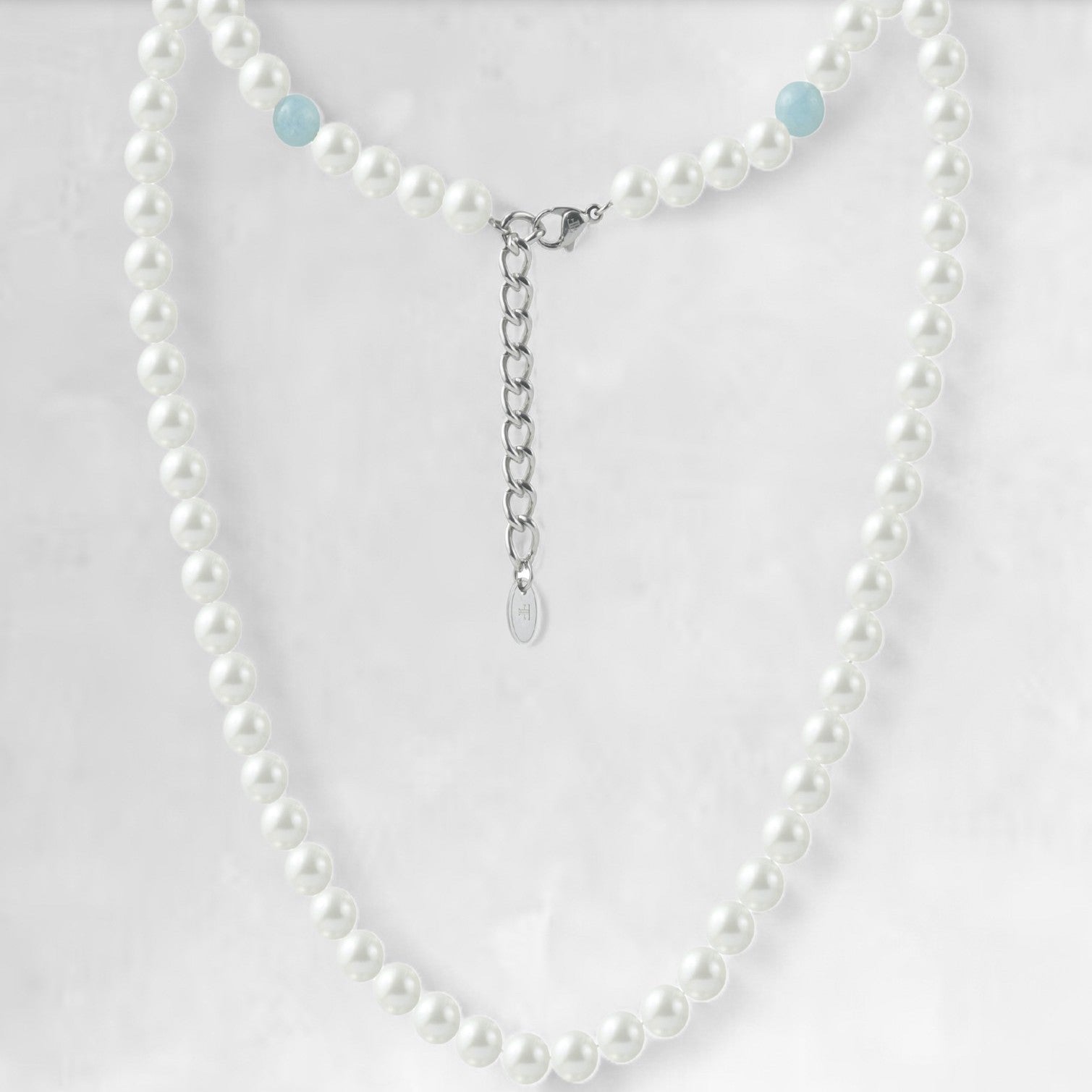 FORTIER [8MM PEARL NECKLACE - AQUAMARINE] - Forge & FoundryPearlForge & Foundry