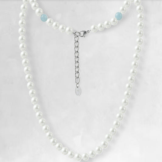 FORTIER [8MM PEARL NECKLACE - AQUAMARINE] - Forge & FoundryPearlForge & Foundry