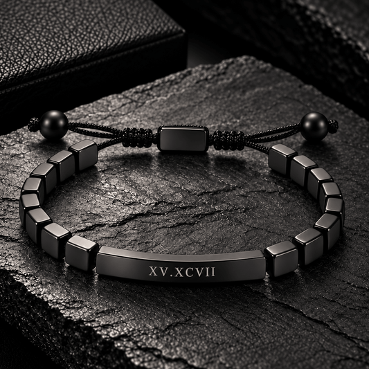 HARLAN PERSONALISED BLACK HEMATITE BRACELET - Forge & FoundryPersonalisedForge & Foundry
