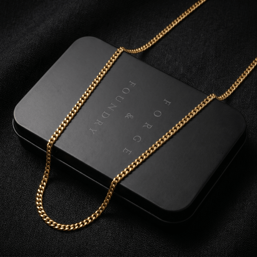 Men's minimalist Cuban link chain necklace - Hatton by Forge & Foundry, view 8