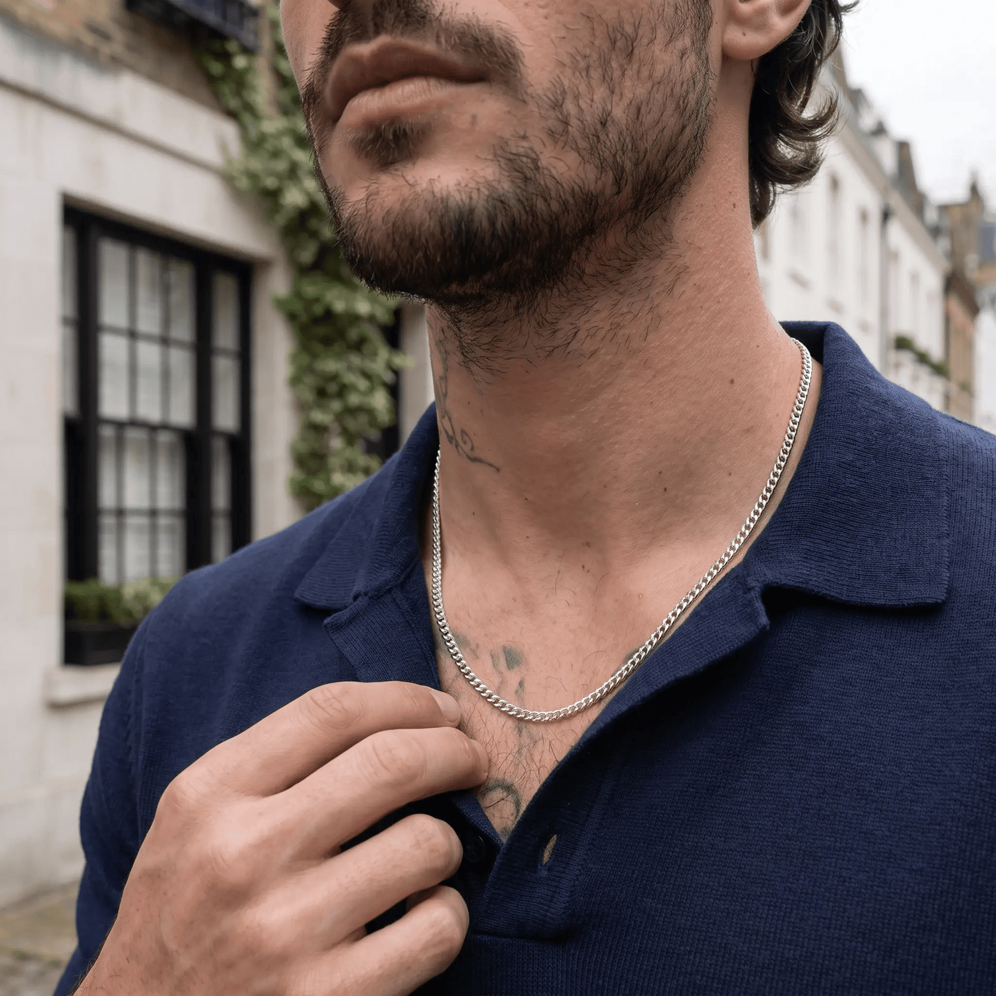 Men's minimalist Cuban link chain necklace - Hatton by Forge & Foundry, view 5