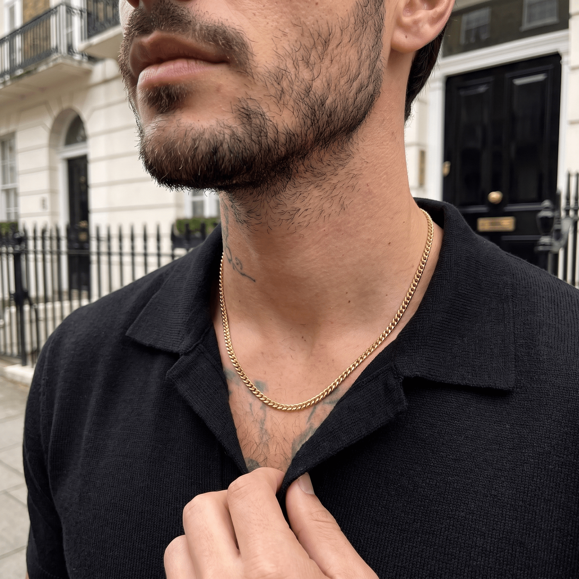 Men's minimalist Cuban link chain necklace - Hatton by Forge & Foundry, view 10