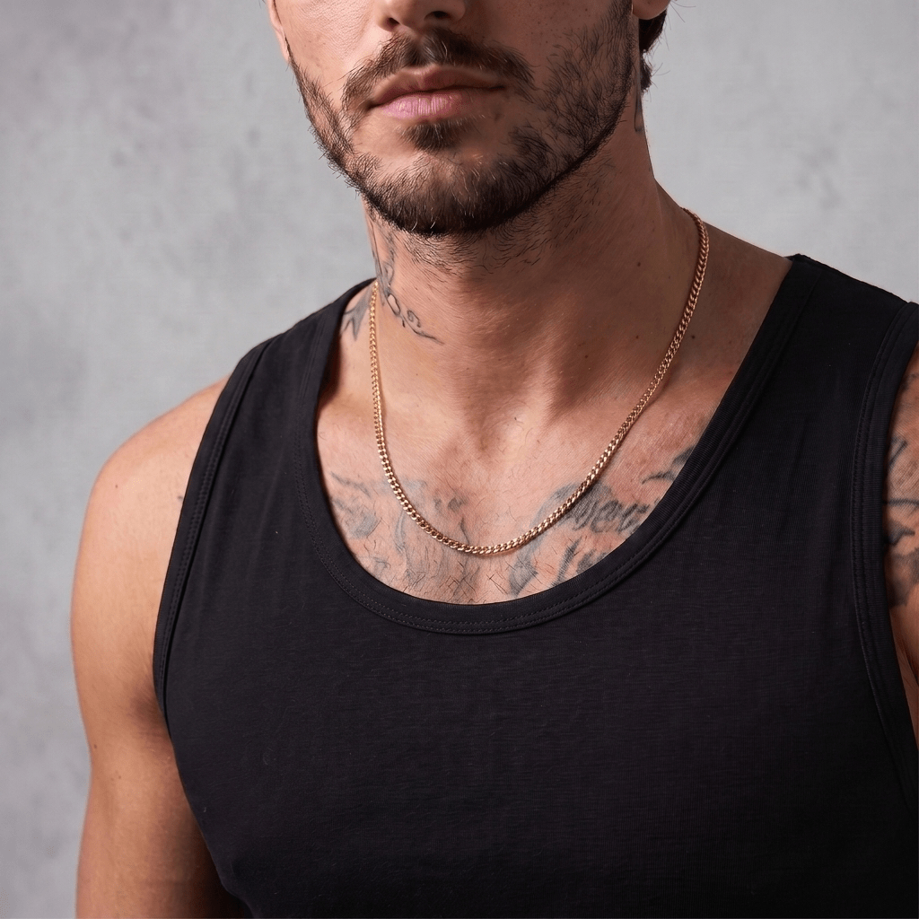 Men's minimalist Cuban link chain necklace - Hatton by Forge & Foundry, view 7